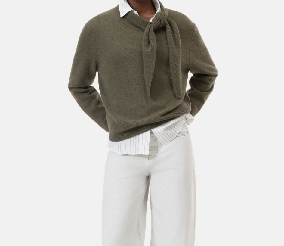 Wool Pullover With Scarf Neck