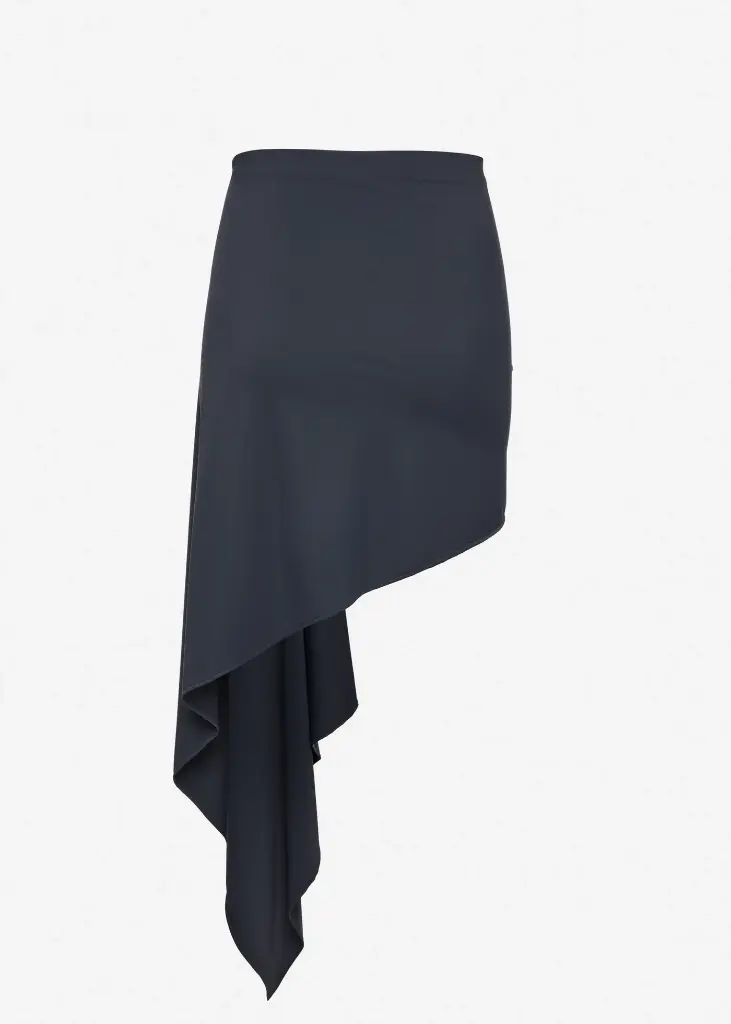 Asymmetrical Draped Swim Skirt In Grey