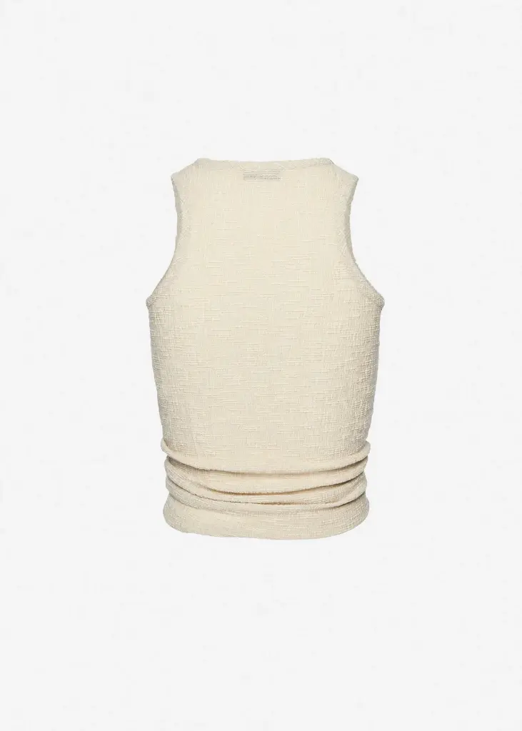 Crepe Knotted Tank Top In Beige