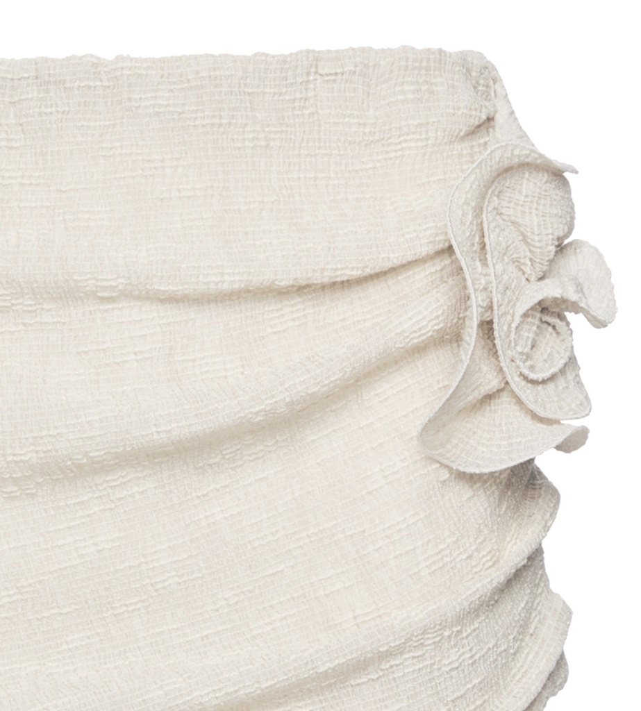 Crepe Rose Mini Skirt In Beige