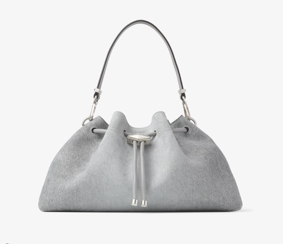 Dove Suede Denim Bucket Bag