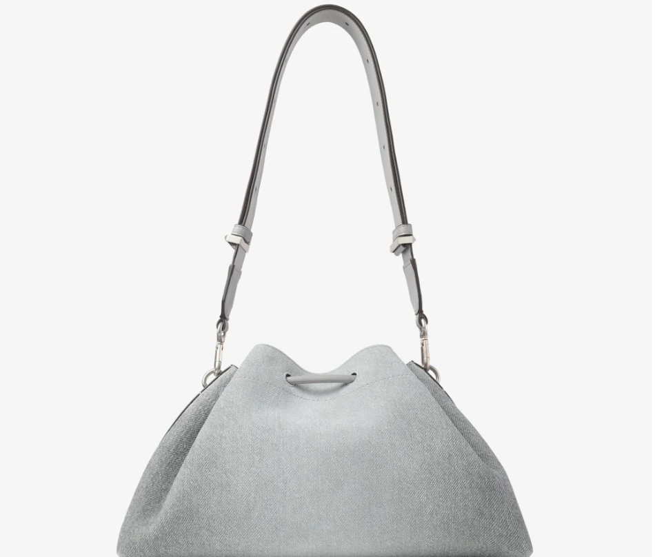 Dove Suede Denim Bucket Bag