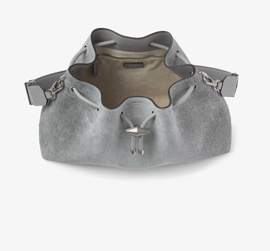 Dove Suede Denim Bucket Bag