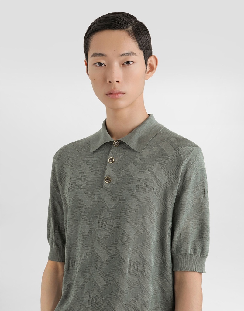 Micro Dot Stitch Silk Polo Shirt