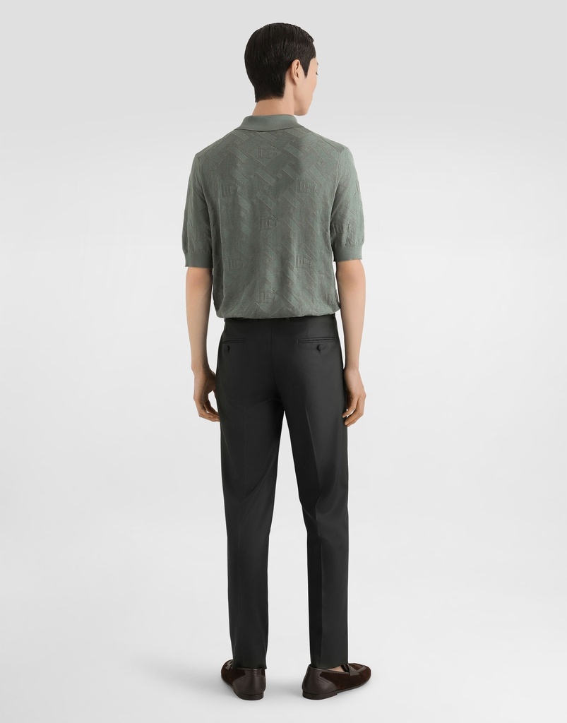 Micro Dot Stitch Silk Polo Shirt