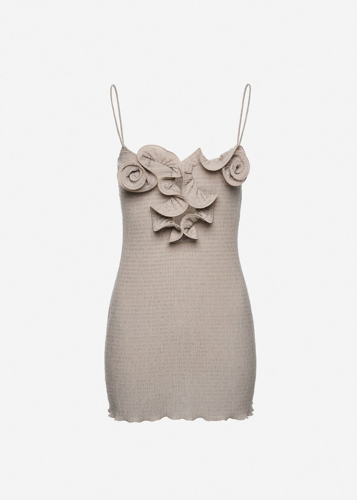 Sleeveless Crepe Beach Mini Dress In Light Brown