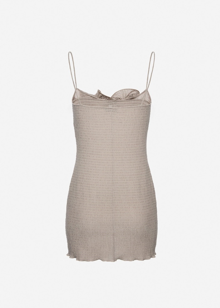 Sleeveless Crepe Beach Mini Dress In Light Brown