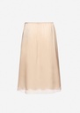 Silk lace-trim slip skirt in peacH