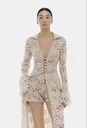 Ladies Coat Beige Floral Lace Coat