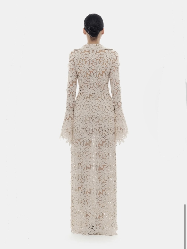 Ladies Coat Beige Floral Lace Coat