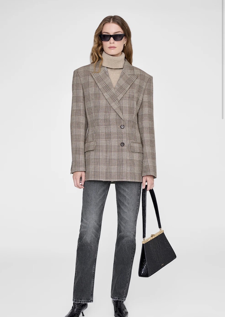 Aretha Blazer-Brown Plaid