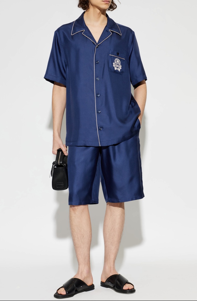 Embroidered Silk Jogging Shorts