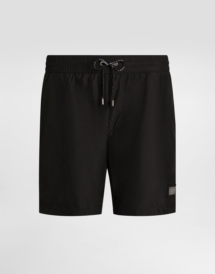 Mid Length Swim Trunks With Logo Tag