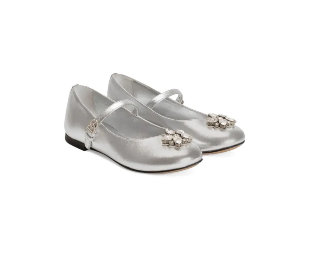 Nappa Leather Ballet Flats With Brooches