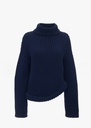 Asymmetric Hem High-Neck Jumper