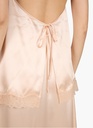 Silk open-back lace-trim blouse in peach