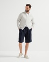 Garment-Dyed Bermuda Shorts In Linen Gabardine With Drawstring And Pleat