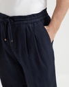 Garment-Dyed Bermuda Shorts In Linen Gabardine With Drawstring And Pleat