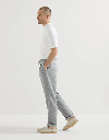 Linen And Virgin Wool Chevron Trousers With Drawstring And Double Pleats