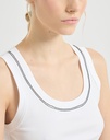 Stretch Cotton Ribbed Jersey Top With Shiny Trim