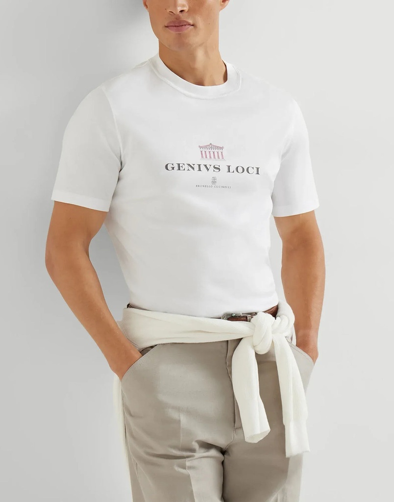 Cotton Jersey Crew Neck T-Shirt With Print