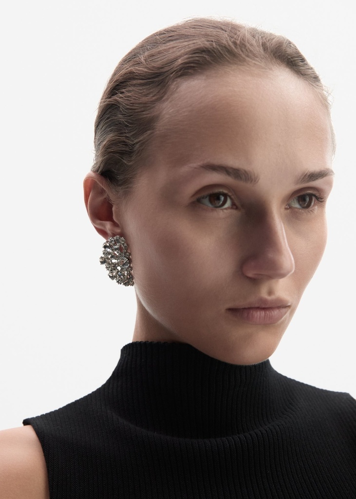 Crystal rosette stud earrings in silver