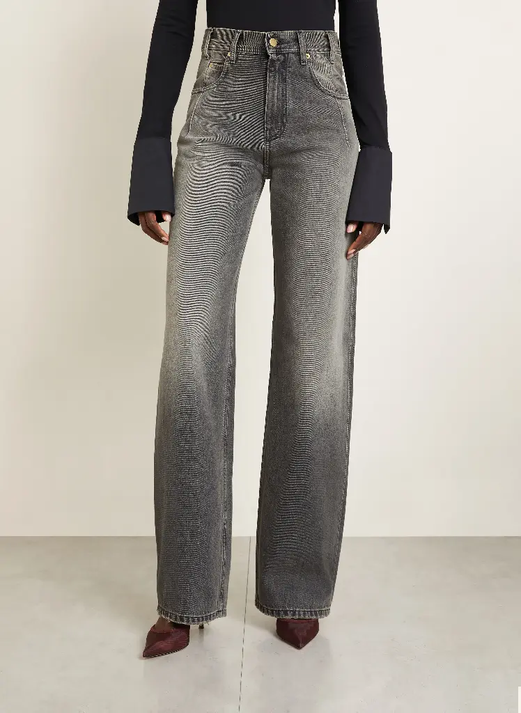 Trousers Lu - Straight Leg Denim Dirty Sand Black