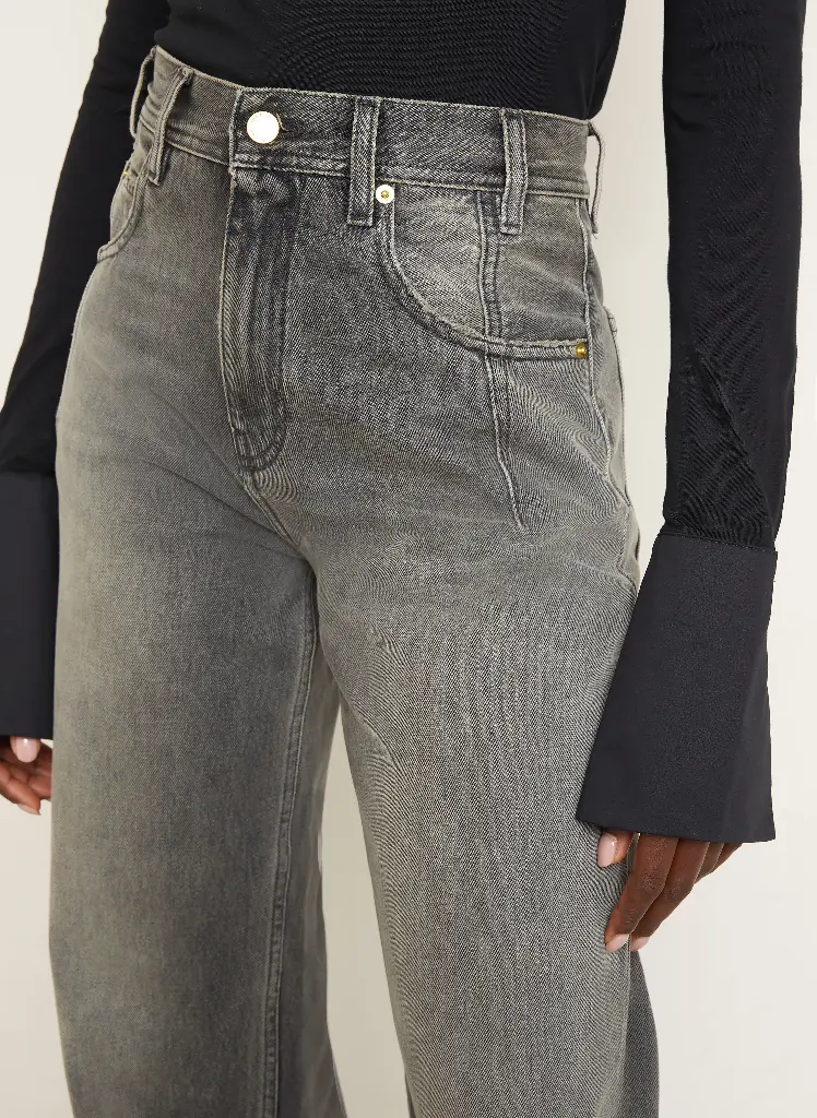 Trousers Lu - Straight Leg Denim Dirty Sand Black