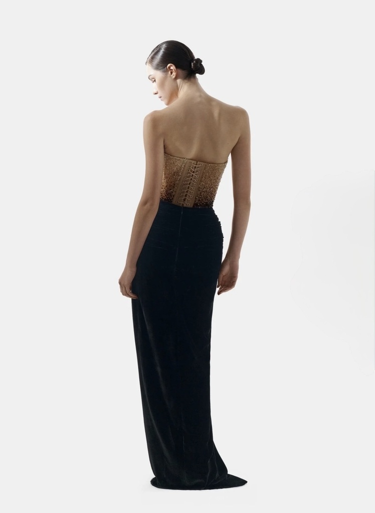 Ladies Dress Black Champagne Crystalized Dress