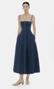 Ladies Dress Denim Blue Corset Midi Dress