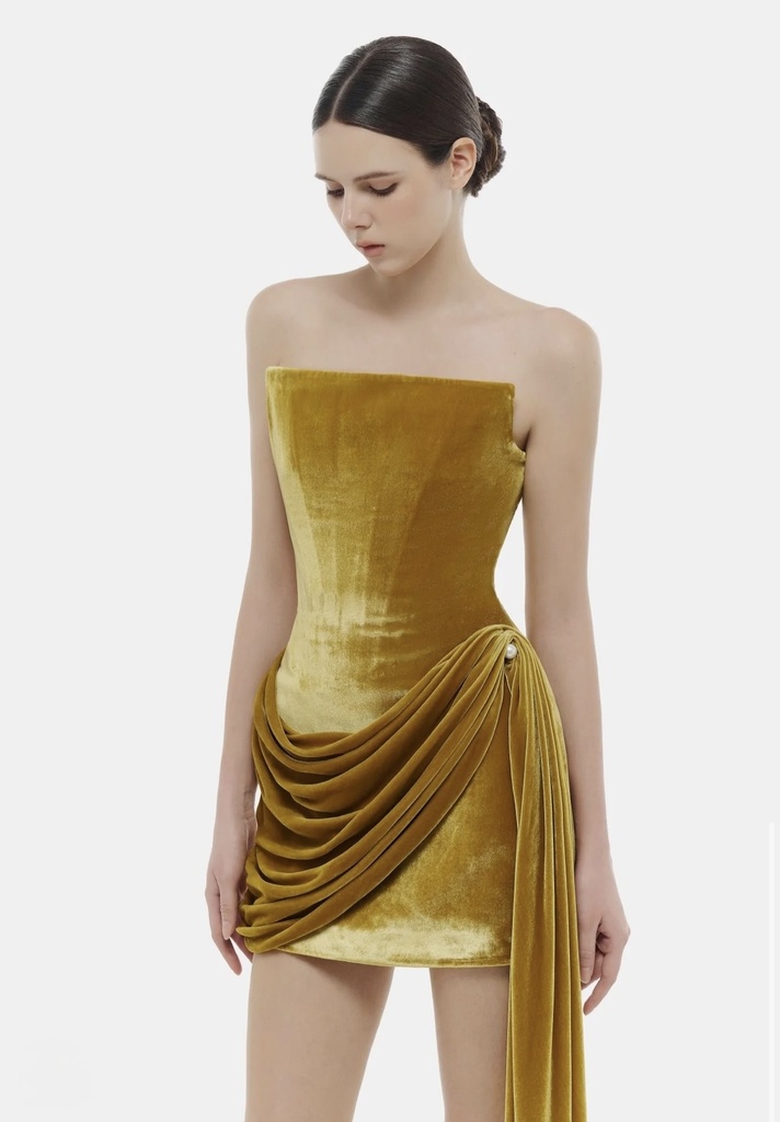 Ladies Dress Olive Velvet Mini Dress