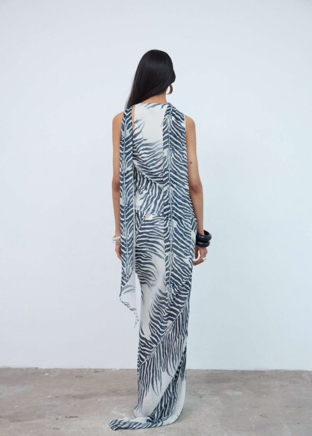 Diosa Top In Zebra Geogette 