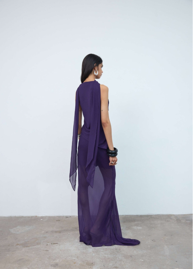 Diosa Top In Purple Geogette 