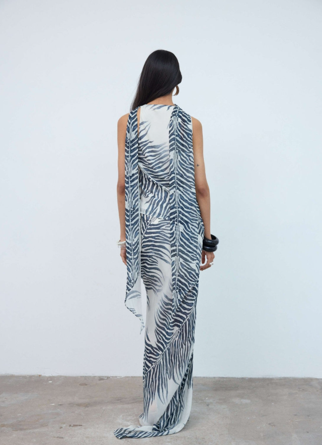 Diosa Skirt In Zebra Print Georgette 