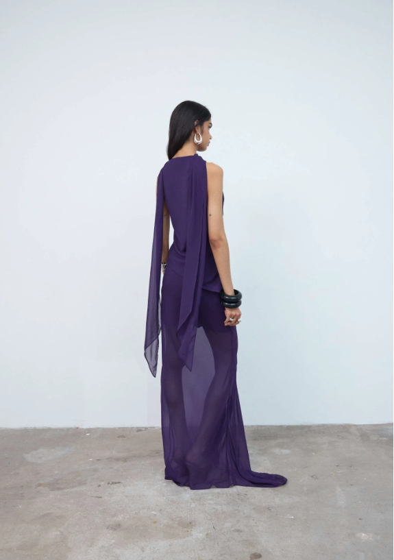Diosa Skirt In Purple Georgette 
