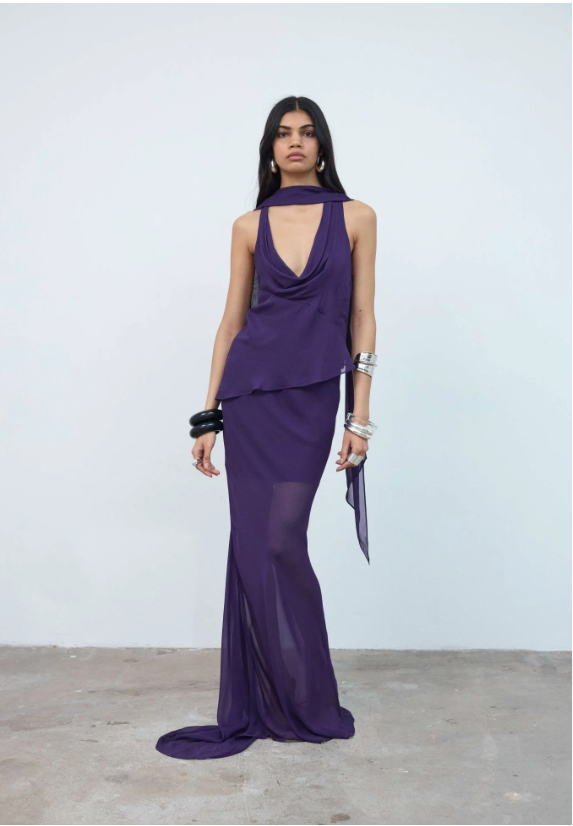Diosa Skirt In Purple Georgette 