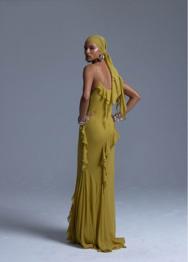 Mayara Maxi Dress In Yellow Georgette 