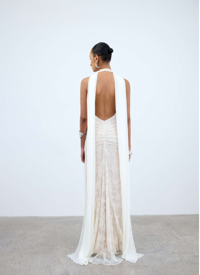 Amora Maxi Dress In Ivory Tulle