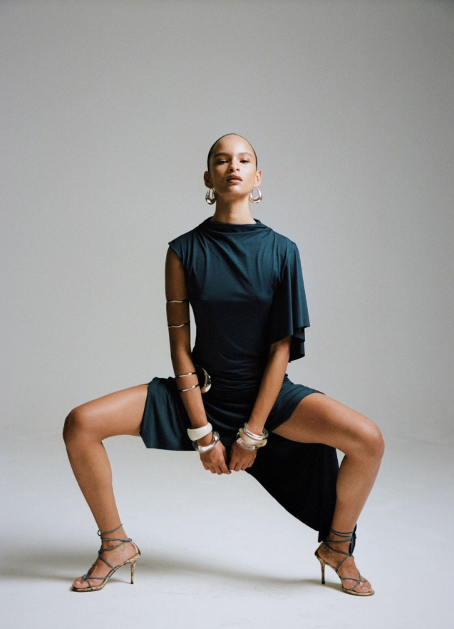 Titan Mini Dress In Midnight Spandex Jersey