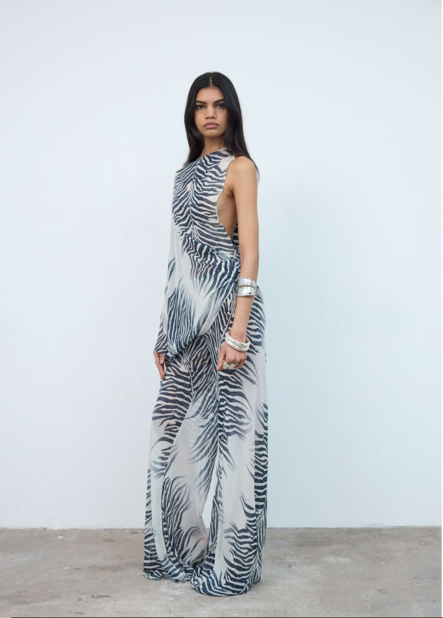 Maha Top In Zebra Georgette 