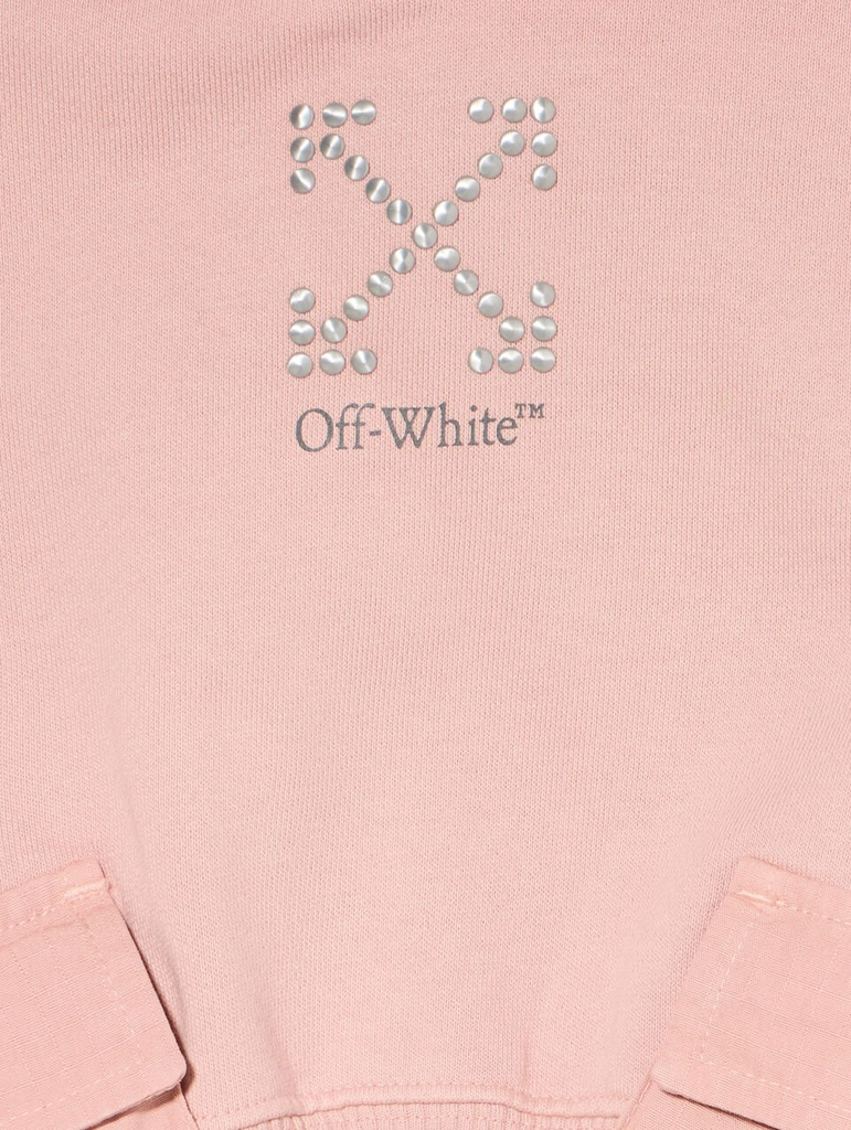 ARROW STUDS CARGO CROP HOODIE ROSE PINK