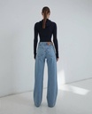 Lu Straight Leg Pleat Effect Fitted Denim Light Blue