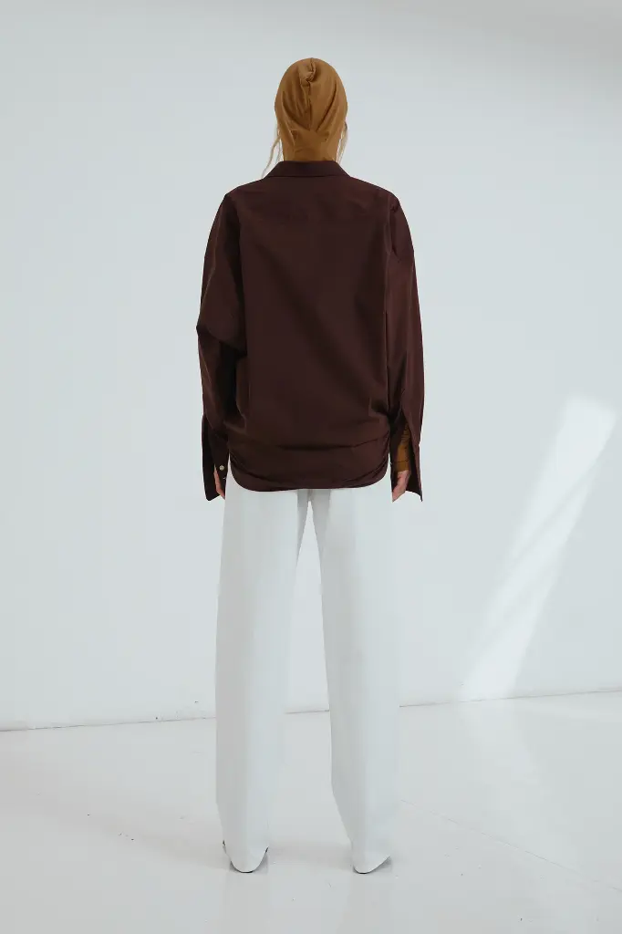 Shirts Carla - Oversize Popeline Shirt Brown