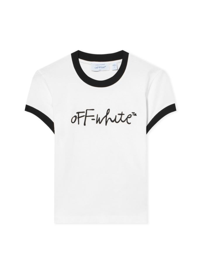 Embroidered Script Fitted T-Shirt