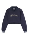 Embroidered Script Logo Crop Polo Sweater