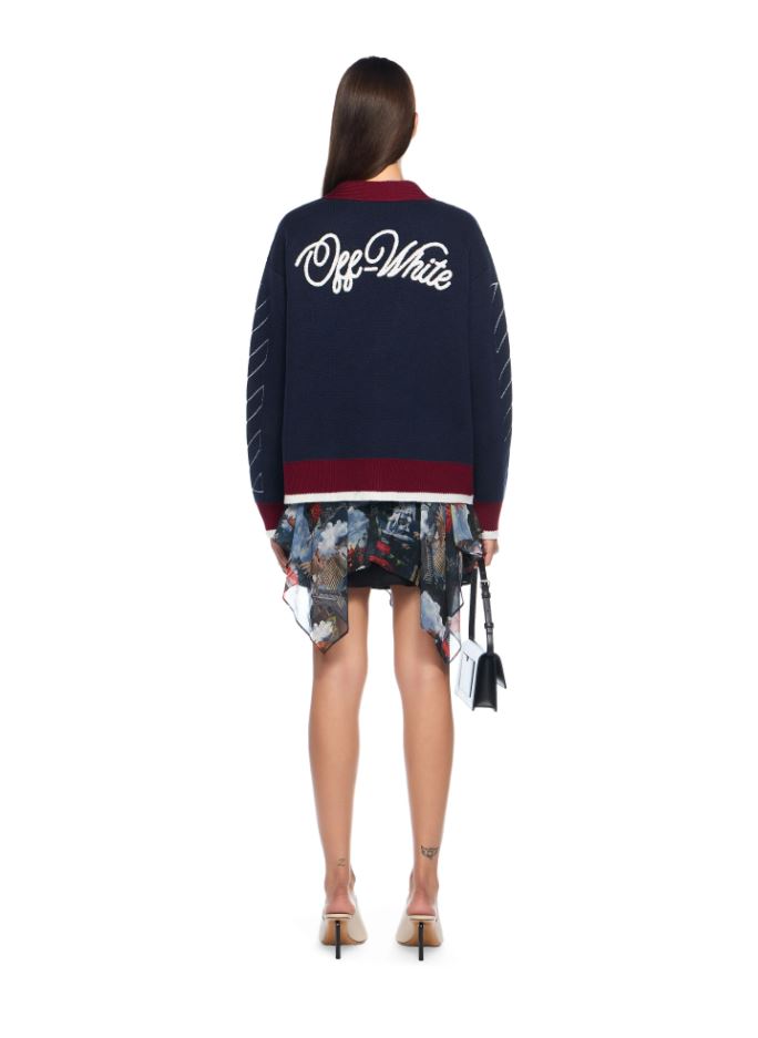 Jacquard Knit Varsity Cardigan