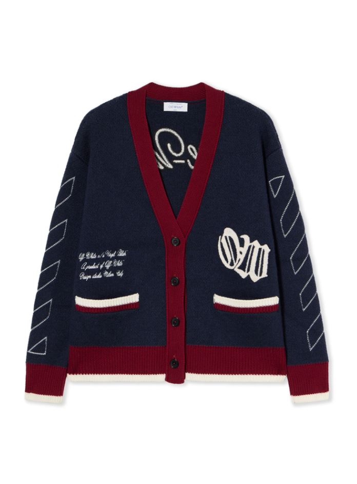 Jacquard Knit Varsity Cardigan