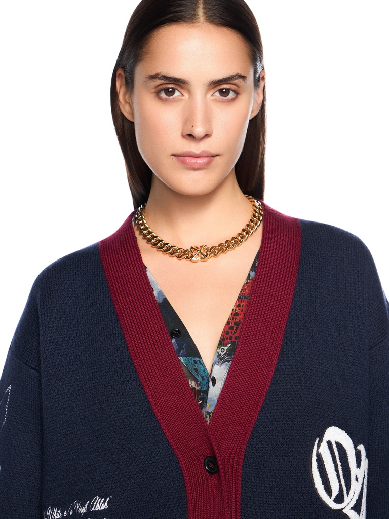 Jacquard Knit Varsity Cardigan