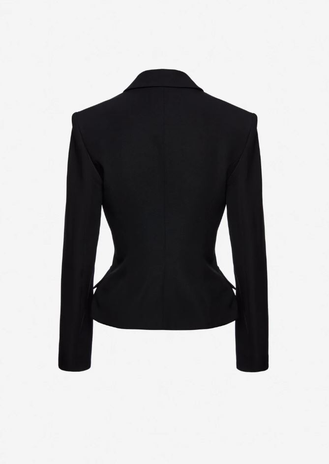 Tailored Wool Peplum Blazer In Black