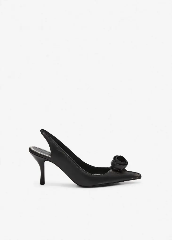 Rose Slingback Pumps In Black Leather